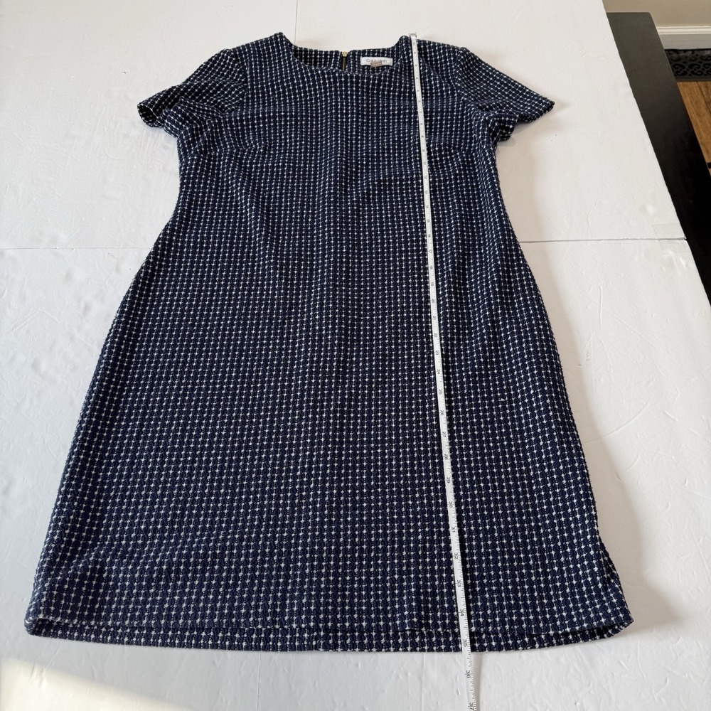 Calvin Klein Navy Blue‎ Tweed Short Sleeve Shift Dress Size 10 - Picture 9 of 11